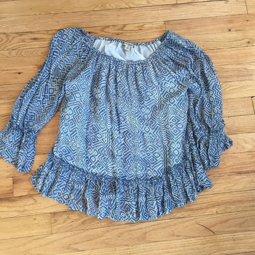 Lucky Brand Off Shoulder Ruffle Top Sz S - Picture 3 of 5